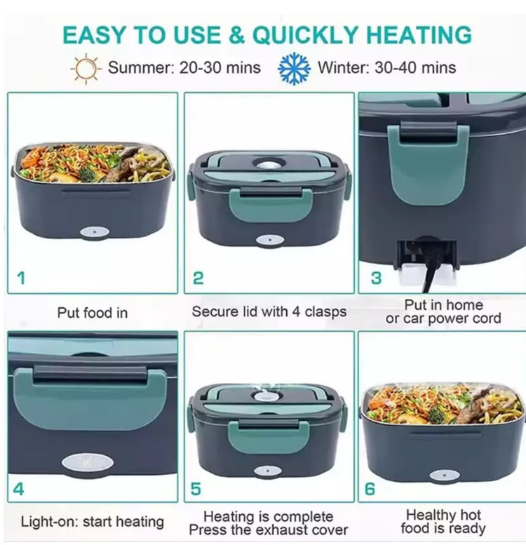 ظرف غذا و لانچ باکس برقی همراه با کابل برق شهری و فندکی