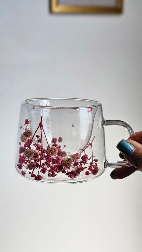 لیوان دوجداره گل خشک پیرکس وارداتی جعبه دار