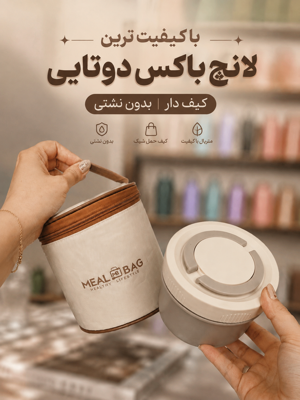 لانچ باکس دوتایی کیف دار بدون نشتی درجه یک MEALBAG