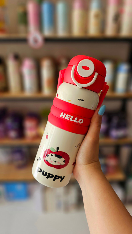 قمقمه استیل دوحالته ۶۰۰ میل فانتزی طرح HELLO